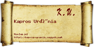 Kapros Uránia névjegykártya